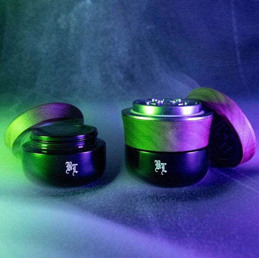Black Leaf Holz-Grinder 4-tlg. mit Violettglas