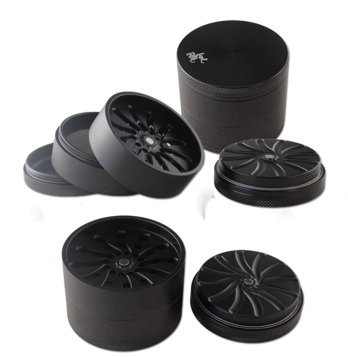 Black Leaf Masher Aluminium Grinder 4-tlg.
